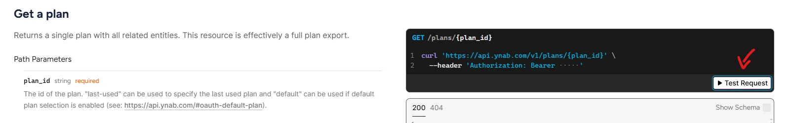 The Get Plan by ID endpoint in the YNAB API documentation